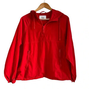 Aritzia TNA XS Red Windbreaker Jacket Hooded Packable Quarter Zip